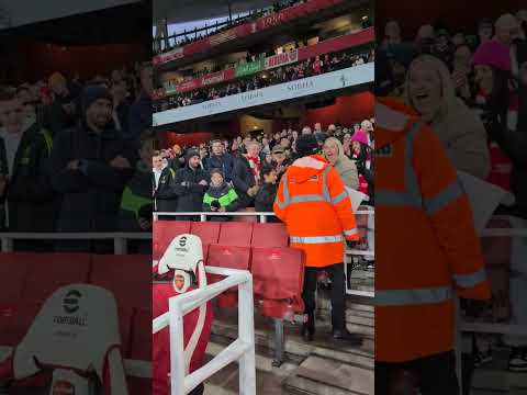 Bukayo Saka gifts shirt to a young supporter at Emirates Stadium