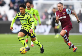 Nwaneri trains alongside Timber ahead of Arsenal’s PL clash against Sheffield United