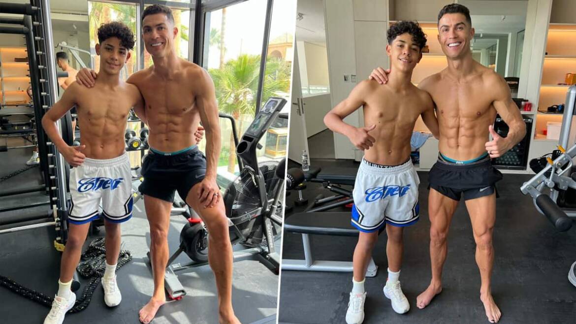 Cristiano Ronaldo faces gym competition from son Cristiano Jr as they ...