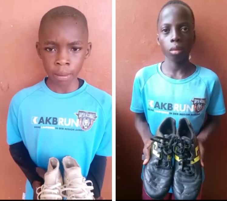 Grassroots Kids Jamaal Adeniji, Sulaiman Mustapha Rain Prayers On Chase Gadgets, For Giving Them Free Boots